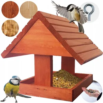 Krmítko pro ptáka KRMÍTKO PRO PTÁKY, VELKÉ DŘEVĚNÉ ZÁVĚSNÉ - Budka Domeček ze dřeva