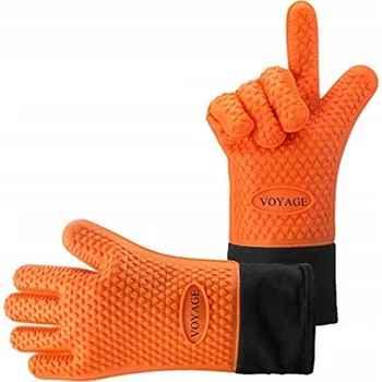 Chňapka VOYAGE Silikonové Kuchyňské Rukavice Tepelně Odolné BBQ do 500 °C Oranžové
