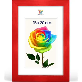 Obraz Rámeček na fotografie 15 x 20 cm, červený, z přírodního dřeva