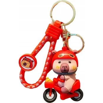 Přívěsek Na Klíče na klíče přívěsek silikonová figurka KAPYBARA na skútru červená