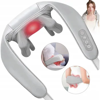 Masážní přístroj MASÁŽNÍ PŘÍSTROJ SHIATSU NA KRK A ŠÍJI S FUNKCÍ VYHŘÍVÁNÍ 360° BEZDRÁTOVÝ 3 REŽIMY