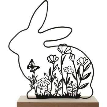 Velikonoční dekorace Zajíc z kovu na postavení