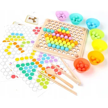 Dřevěná hračka BANGTING Dřevěné Montessori Hračky Korálky Puzzle Učení Barev pro Děti