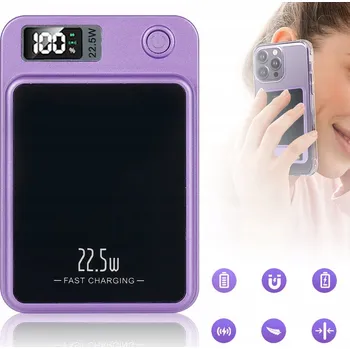 Powerbanka BEZDRÁTOVÁ POWERBANKA 10000MAH MAGSAFE 15W + 22.5W USB-C PD FIALOVÁ