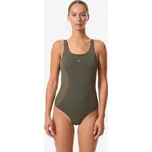 DECATHLON Dámské jednodílné plavky Kimy 40 KAŠTANOVÁ|ZELENÁ|ŽLUTÁ