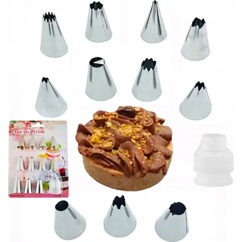 CUKRÁŘSKÉ ŠPIČKY NA ZDOBENÍ DORTŮ, KOLÁČŮ A PEČIVA 11 KUSŮ + ADAPTÉR