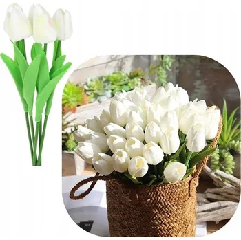 umělá květina Silikonové Tulipány, Umělé Květiny 34 cm, okrasné rostliny do vázy, 5 ks, B