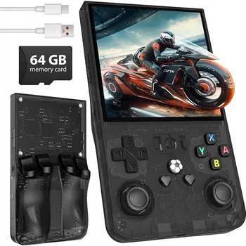 Herní konzole Přenosná konzole s až 20 000+ retro her, mini herní IPS 64 GB, 3,5" Pl Menu
