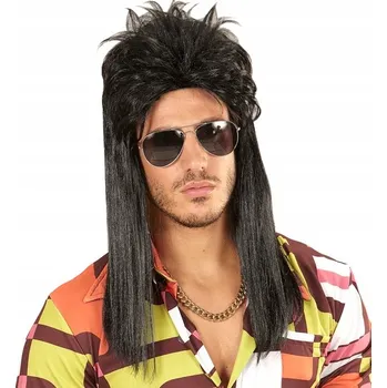 Karnevalová paruka Widmann paruka dlouhé černé vlasy s ofinou