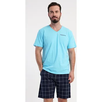 Pánské pyžamo Vienetta MAN Pánské pyžamo šortky Freedom Barva: Modrá - světle, Velikost: L