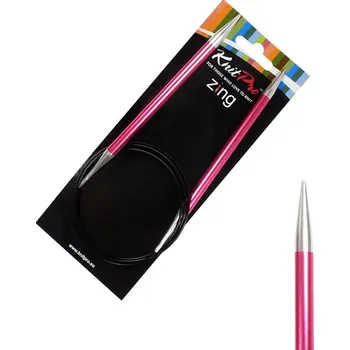 Nástroj na niť a příze Pevné kruhové kovové jehlice Zing KnitPro 100 cm 6,5 mm