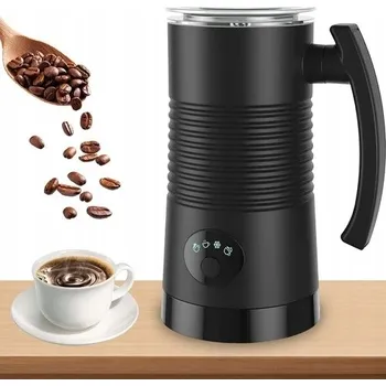 Šlehač mléka ELEKTRICKÝ NAPĚŇOVAČ MLÉKA OHŘÍVAČ V DŽBÁNKU 4 REŽIMY 350ML ČERNÝ