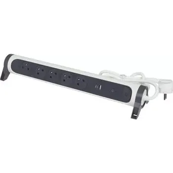 vypínač a zásuvka Přepěťová prodlužovací zásuvka 5× 2P+E s USB A/C, 1,5 m, bílá/černá