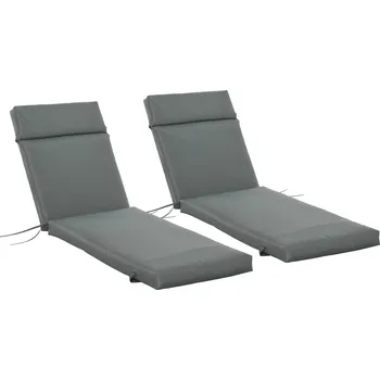 Zahradní lehátko Outsunny sada 2 polštářů na lehátko, polštář na lehátko pro zahradní lehátko extra silný 8cm tmavě šedý polštář POUZE