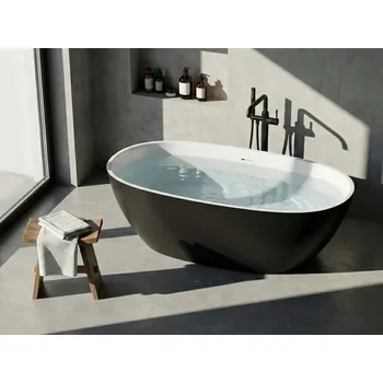 Vana Volně stojící vana černá akryl 150 x 75 cm pro jednu osobu oválný tvar moderní styl koupelna Beliani