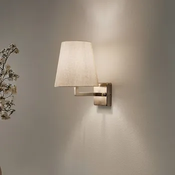 Lampička Opviq Nástěnné světlo Profil, zlatá/krémová, kov/látka, výška 30 cm - Stínidlo na lampu - Ø 18 cm, 18 cm; nástěnná montážní krabice - výška 10 cm, šířka 10 cm, hloubka 2 cm zlatá, krémová 1 x 15 W LED - Doprava zdarma