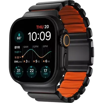 Řemínek na hodinky Nomad Stratos Band FKM řemínek Apple Watch 45/46/49mm Black Titanium/Ultra Orange