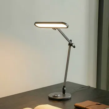 Lampička Stolní lampa Lindby LED Elvir, šedá, hliník, výška 53 cm, CCT - Stínítko - délka 37 cm, šířka 7,2 cm, výška 1,4 cm; podstavec - délka 19,9 cm, šířka 19,9 cm, výška 2,2 cm; délka kabelu 150 cm tmavě šedá 1 x 9,6 W LED - Doprava zdarma