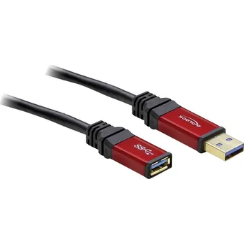 elektrický kabel Delock USB kabel USB 3.2 Gen1 USB-A zástrčka, USB-A zásuvka 1.00 m červená, černá pozlacené kontakty 82752