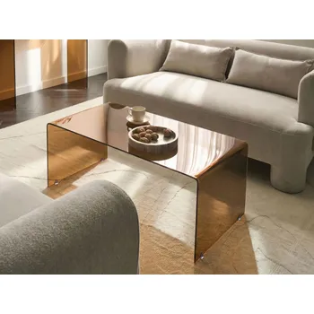 Konferenční stolek Konferenční stolek hnědý skleněný poloprůhledný 100 x 50 cm obdélníkový minimalistický Beliani