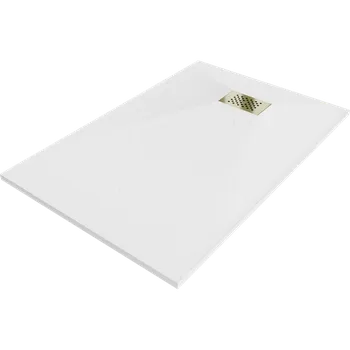 Mexen Hugo obdélníková sprchová vanička SMC 120 x 90 cm, bílá, krytka zlatá - 42109012-G Obdélníkové sprchové vaničky