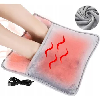 ELEKTRICKÝ OHŘÍVAČ BOT NA NOHY MĚKKÝ ZATEPLOVAČ CHODIDEL VYHŘÍVANÁ DEKA ŠEDÝ