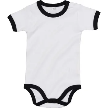Babybugz Kojenecké body s krátkým rukávem BZ19 White-Black 3-6 Monate
