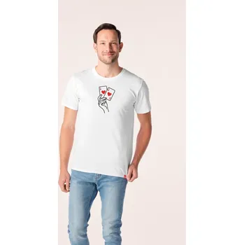 Pánská móda CityZen - AGEN Pánské tričko bílé s potiskem Srdce v ruce M