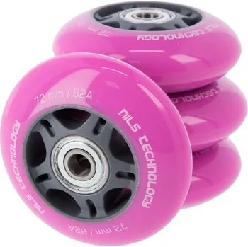 Kolečko ke koloběžce PU kolečka s ložisky NILS EXTREME 72x24mm ABEC 7 růžové
