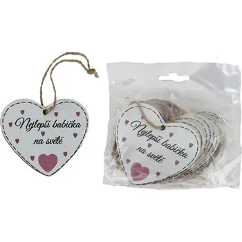 Srdce k zavěšení s nápisem Nejlepší babička na světě, 10 ks D7871