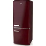 Retro lednice s mrazákem dole - bordó - DOMO DO91707R, Objem chladničky: 147 l *, Objem mrazáku: 44 l *, Třída: D