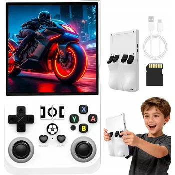 Herní konzole Retro přenosná herní konzole Spreest R36S 64GB bílá Linux, 15127 her