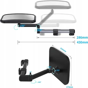 SHEGZHUC Zpětné zrcátko do auta 360° Pro Miminka s háčky a nálepkami