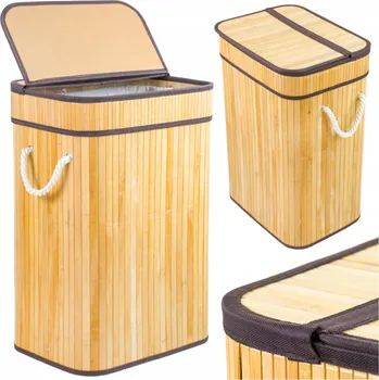 Koš na prádlo Volně stojící koš na prádlo MORE&DECO 80 l, béžový, hnědý