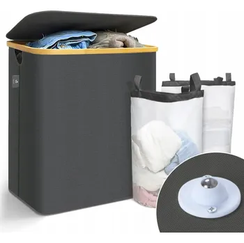 Koš na prádlo VOUNOT Koš na prádlo 145L skládací s víkem šedý