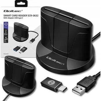 Čtečka paměťových karet Qoltec Chytrá čtečka čipových karet ID USBC