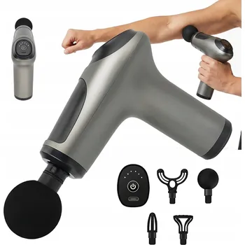 Masážní přístroj PISTOLET DO MASAŻU NA ZÁDA TĚLA MASÁŽNÍ PŘÍSTROJ MASSAGE GUN 6 RYCHLOST 4 NÁSTAVCŮ