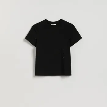 Dámské tričko Reserved - Tričko s aplikacemi - černý - 187HT-99X - 187HT-99X-XL