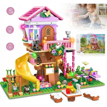 ostatní stavebnice ZESTAW BUDOWLANY DOMEK NA STROMĚ S OSVĚTLENÍM HRAČKA