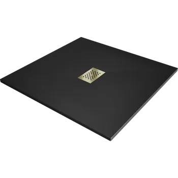 Sprchová vanička Mexen Hugo čtvercová sprchová vanička SMC 100 x 100 cm, černá, krytka zlatá - 42701010-G Čtvercové sprchové vaničky