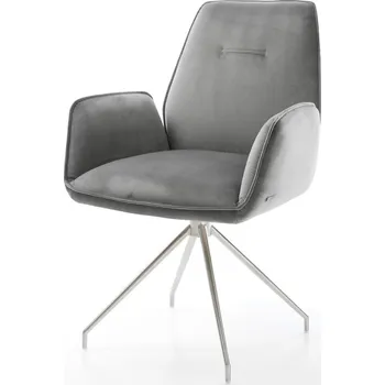 Jídelní židle DELIFE Jídelní židle Zoa-Flex samet šedá křížová podnož zúžená nerezová ocel taštičkové pružiny