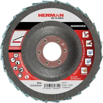 Brusný kotouč HERMAN Lamelový kotouč na ocel a neželezné kovy 125 mm/fine LW-10 Area Non-woven
