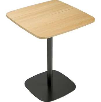 Jídelní stůl HOMCOM Malý jídelní stůl, 60 cm, čtvercový, deska z MDF, ocelová podnož, do obývacího pokoje, jídelny, kuchyně, přírodní dřevo+černá barva