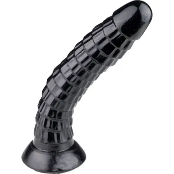 Dildo AnimHole Pangolin, černé vinylové dildo 26 x 4–5,6 cm