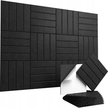 AKUSTICKÉ PANELY 30X30CM SAMOLEPICÍ 12 KS NA DVEŘE ČERNÉ