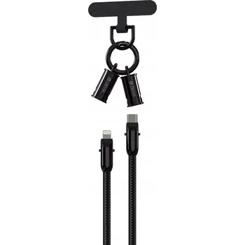 Datový kabel Devia univerzální kabel s poutkem 2v1 PD USB-C - Lightning 1,2 m 27W černý