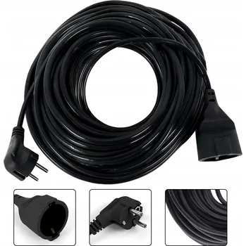 Napájecí kabel PRZEDŁUŻACZ ELEKTRYCZNY OGRODOWY 30M IP44 3×0.75mm2 SILNÝ ČERNÝ