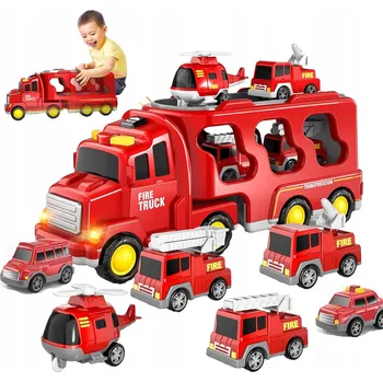 autíčko VELKÁ SADA HASIČSKÉHO AUTA AUTOPŘEPRAVNÍK 7v1 ZVUK SVĚTLO AUTÍČKA TIR WOOPIE