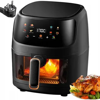 fritéza Horkovzdušná fritéza 360° s otáčením, 8 režimů, dotykový displej a skleněné okénko
