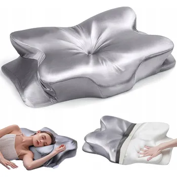Polštář Polštář Memory Foam pro spaní na břiše a zádech, stříbrno-šedý